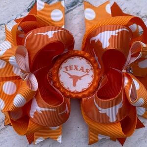 NWT Texas Longhorns Orange Double Stacked Hair Bow for Girls
